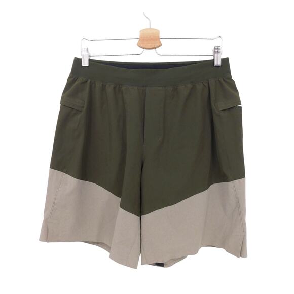 Lululemon Men's Olive Green Gray Linerless Elevate 8" Athletic Shorts Size Large - Picture 1 of 4